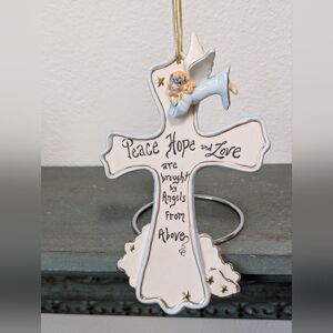 Imported By Blue Sky Angel Cross Hanging Wall Art Ceramic Peace Hope Love